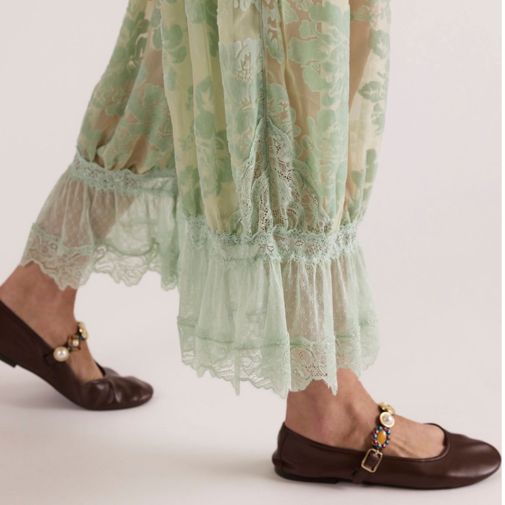 Free People Forever Young Burnout Pants- Seafoam Combo - Picture 3 of 13